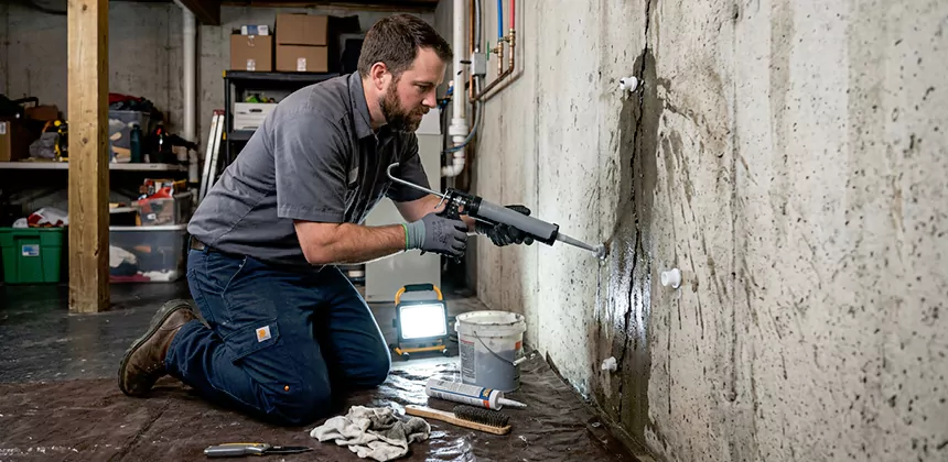 Basement Leak Repair From Inside in Colleyville