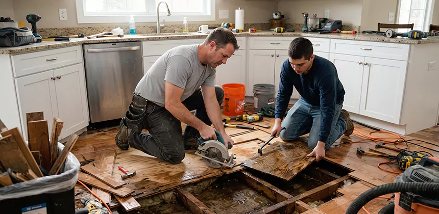 Kitchen Floor Water Damage Repair in Colleyville